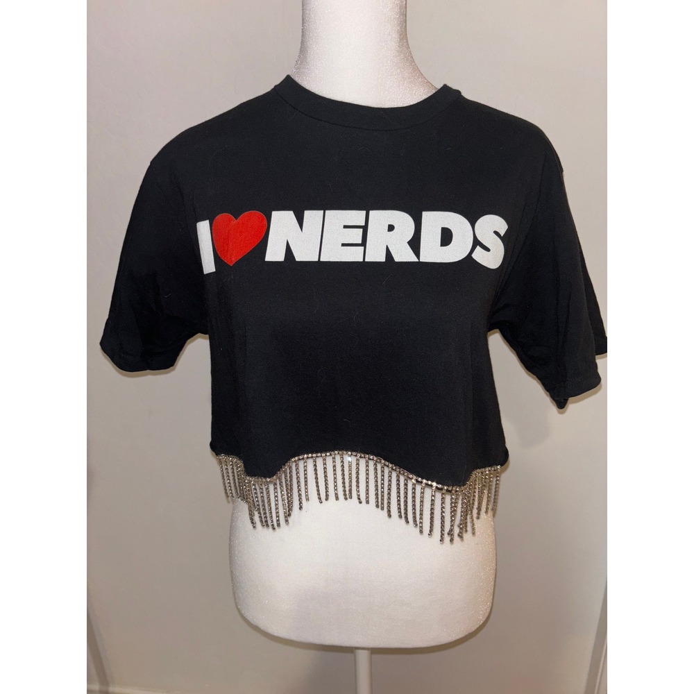 Nerds rhinestone fringe top